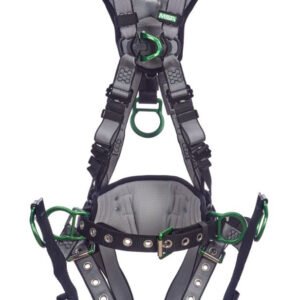 msa-v-fit-derrick-harness-back-front-hip-d-rings-tongue-and-buckle-leg-straps-shoulder-padding