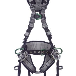 msa-v-fit-tower-climbing-harness-back-front-hip-d-rings-tongue-and-buckle-leg-straps-shoulder-padding
