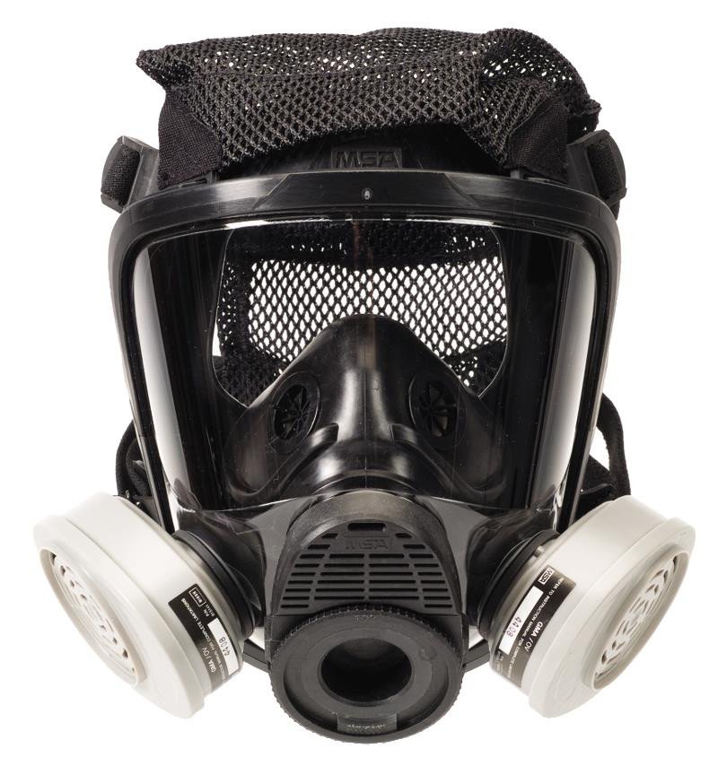 MSA Advantage 4200 Full Face Respirator, Silicone, Twin Port, Polyester Net Head Harness